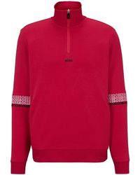 BOSS - Zip Neck Long Sleeve Sweatshirt - Lyst