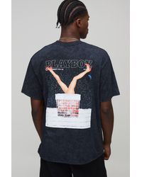 BoohooMAN - Oversized Playboy Christmas Acid Wash License Printed T-Shirt Cotton - Lyst