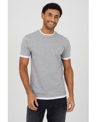 Brave Soul - Cotton Contrast Trim T-Shirt - Lyst