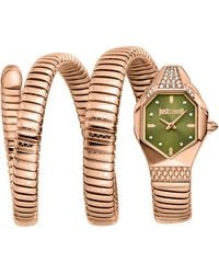 Just Cavalli - Snake Watch, Color Case, Dial, Stainless Steel Bracelet - Lyst