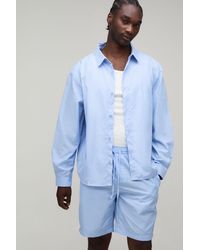 BoohooMAN - Tall Stripe Oversized Boxy Shirt & Baggy Short Set - Lyst