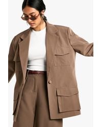 Boohoo - Woven Tailored Oversized Pocket Detail Blazer - Lyst