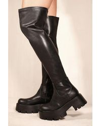Where's That From - 'Tilley' Chunky Chelsea Calf High Boots With Side Zip - Lyst