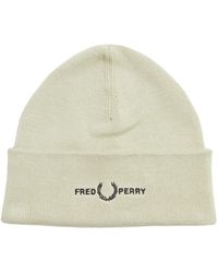 Fred Perry - Graphic Logo Light Oyster Cream Beanie - Lyst