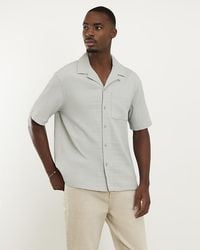 River Island - Shirt Regular Fit Textured Short Sleeve - Lyst