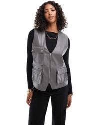 ASOS - Faux Leather Utility Pocket Detail Gilet - Lyst