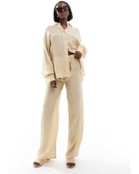 In The Style - X Georgia Louise Textured Wide Leg Trousers Co-Ord - Lyst