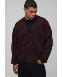 BoohooMAN - Basic Oversized Boxy Soft Touch Knitted Cardigan - Lyst
