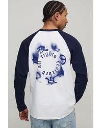 BoohooMAN - Regular Blurred Print Contrast Raglan Long Sleeve T-Shirt Cotton - Lyst