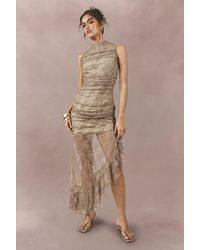 Boohoo - Lace Drape Detail Midaxi Dress - Lyst