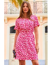 Sosandar - Animal Print Tie Waist Shift Jersey Dress - Lyst
