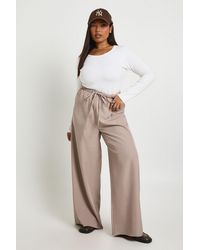 Boohoo - Plus Woven Elasticated Waist Drawstring Wide Leg Trouser - Lyst
