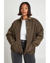 Boohoo - Plus Quilted Contrast Collar Casual Jacket - Lyst