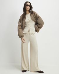 River Island - Trousers Texture Wide Leg Trouser - Lyst