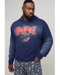 BoohooMAN - Plus Oversized Boxy Homme Western Spray Wash Distressed Hoodie - Lyst