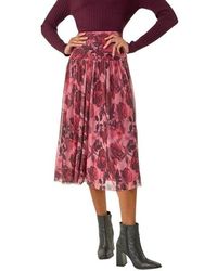Roman - Rose Print Mesh Layered Skirt - Lyst