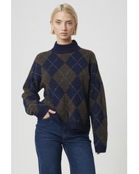 Brave Soul - Argyle Turtle Neck Jumper - Lyst