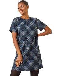 Roman - Check Print T-Shirt Stretch Dress - Lyst