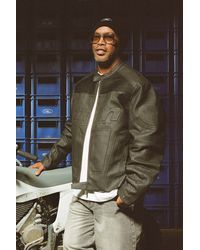 BoohooMAN - Boxy Fit Embossed Moto Jacket - Lyst