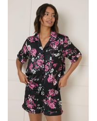Oasis - Short Sleeve Satin Printed Nightwear Set - Lyst