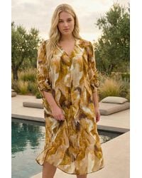 Roman - Curve Swirl Print V-Neck Midi Dress - Lyst