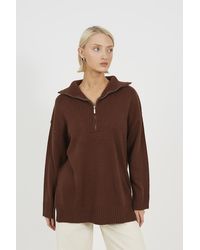 Brave Soul - Oversized 1/2 Zip Knitted Jumper - Lyst