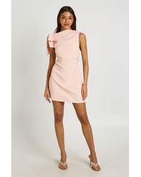 Boohoo - Tailored Asymmetric Tie Shoulder Shift Dress - Lyst