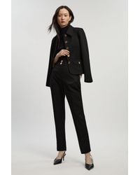 Karen Millen - Textured Compact Stretch Tailored Straight Leg Trouser - Lyst