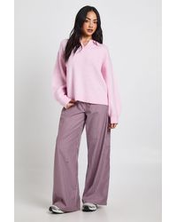 Boohoo - Woven Stripe Elasticated Waist Wide Leg Trouser - Lyst