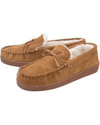 Dunlop - Real Suede Leather Fleece Lined Moccasin Slippers (9, Dark) - Lyst