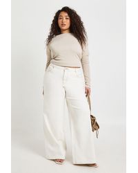 Boohoo - The Plus Mid Waist Wide Leg Jean - Lyst