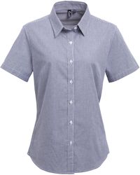 PREMIER - Ladies Microcheck Short Sleeve Cotton Shirt - Lyst