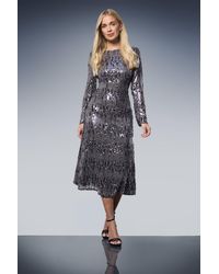 Wallis - Petite Sequin Cowl Midi Dress - Lyst