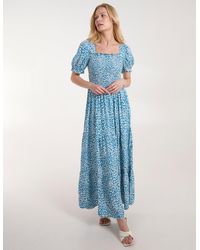 Blue Vanilla - Milkmaid Square Neck Short Puff Sleeve Maxi Dress - Lyst