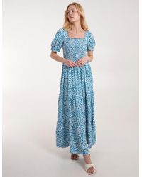 Blue Vanilla - Milkmaid Square Neck Short Puff Sleeve Maxi Dress - Lyst