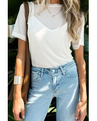 Azura Exchange - Mesh Short Sleeve Top - Lyst