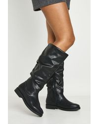 Boohoo - Extra Wide Fit Wider Calf Flat Heel Knee High Boots - Lyst