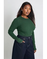 Boohoo - Plus Basic Rib Long Sleeve Fitted Longline Top - Lyst