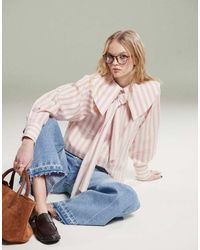ASOS - Shirt With Large Collar And Tie Detail - Lyst