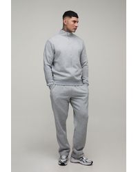 BoohooMAN - Tall Regular Funnel Zip Through Sweatshirt And Straight Leg Jogger - Lyst