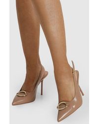 Boohoo - Hardware Detail Slingback High Stiletto Court Heels - Lyst