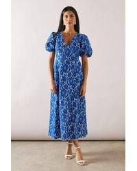 Wallis - Heavy Lace Puff Sleeve Midaxi Dress - Lyst