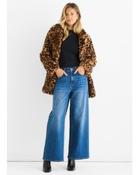 Gini London - Print Faux Fur Coat Jacket - Lyst