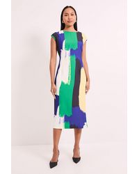 PRINCIPLES - Brushstroke Print Crepe Column Midi Dress - Lyst