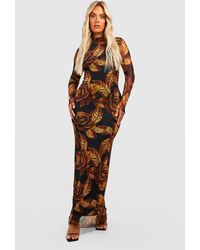 Boohoo - Plus Floral Mesh Low Back Maxi Dress - Lyst