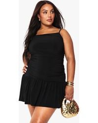 Boohoo - Plus Double Layer Ruched Drop Hem Mini Dress - Lyst