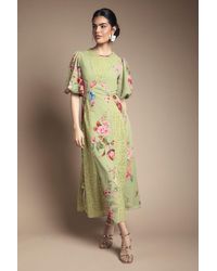 Oasis - Lace Fit And Flare Midi Dress - Lyst