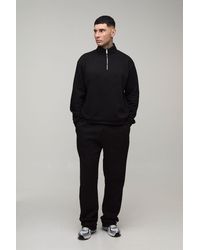 BoohooMAN - Tall Oversized Boxy Quarter Zip Funnel Sweatshirt & Straight Jogger Tracksuit - Lyst