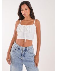 Pink Vanilla - Textured Daisy Tie Strappy Top - Lyst