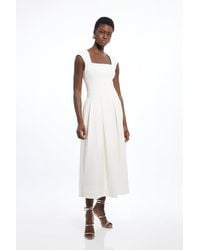 Karen Millen - Clean Tailored Square Neck Full Skirted Midi Dress - Lyst